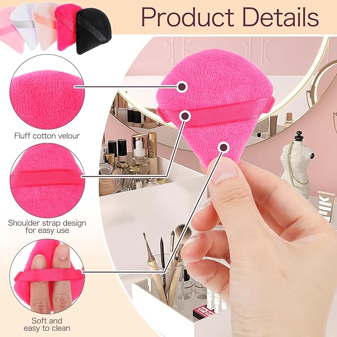 150Pcs Triangle Powder Puffs Soft Velour Makeup Puffs for Loose Powder Wet and Dry Use Cosmetic Foundation Tools (5 Colors)