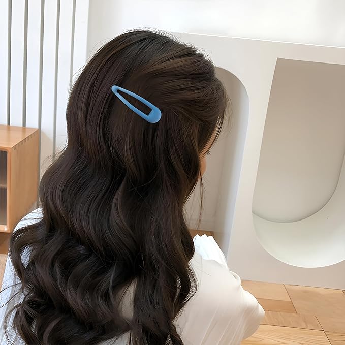 Small Hair Barrettes For Women No Slip Metal Snap Clips For Thin And Fine Hair,Matte Multiple Blue,20 PCS,1.97 x 0.5 Inch.