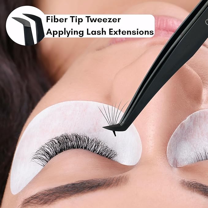 My Lash Tools Mega Boot Volume Fiber Tip Lash Tweezer – GRIP BOSS, Non Slip Soft Grip, Professional Volume Eyelash Extension Tweezers, Lash Artist Tool (Black)