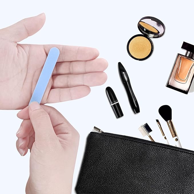 Mini Nail Files Bulk (100 Pcs), Double Sided Emery Board Nail File for Nature Nails, Manicure Tool Set Disposable Colorful Nail File for Home Salon Use Travel Size Men Women Kids Wood Board
