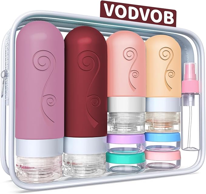 vodvob 16 Pack Travel Bottles Set for Toiletries, TSA Approved Travel Containers Leak Proof Silicone Squeezable Travel Accessories 2oz 3oz for Shampoo Conditioner Lotion Body Wash (BPA Free) (pink)
