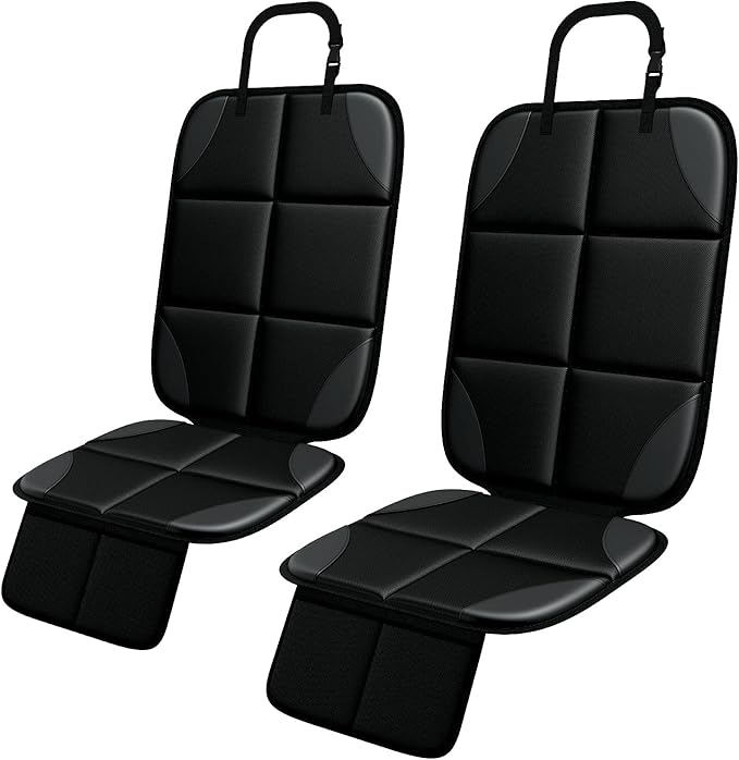 Car Seat Protector MHO+All 2 Pack Auto for Child Baby Car Seats - Large CarSeat Sit Savers Mat with Waterproof 600D Fabric & 2 Storage Pockets, Crash Test Approved