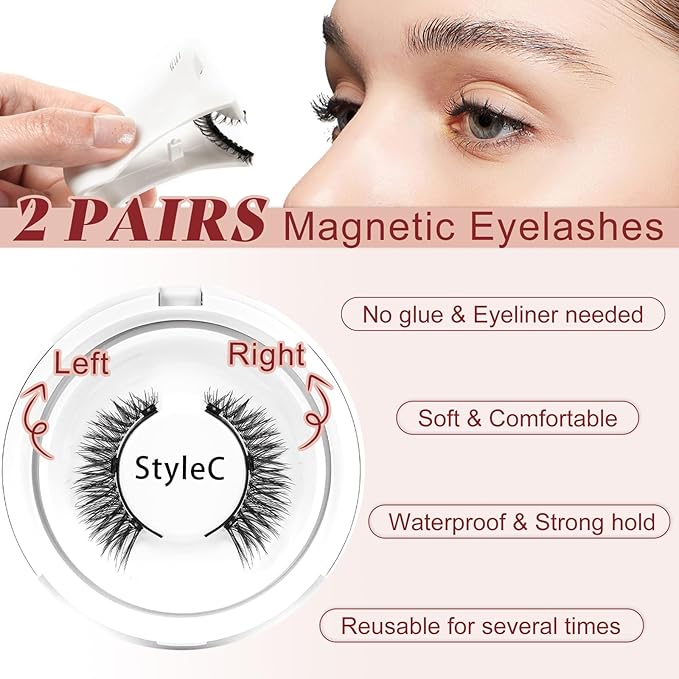 Higu clace Magnetic Eyelashes with Applicator Soft Magnetic Lashes Natural Look Wispy Magnet Lashes Easy to Wear and Remove （DJCX-C03）