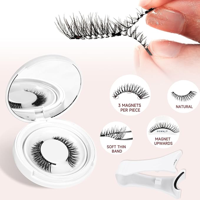 Higu clace Magnetic Eyelashes with Applicator Soft Magnetic Lashes Natural Look Wispy Magnet Lashes Easy to Wear and Remove （DJCX-C03）