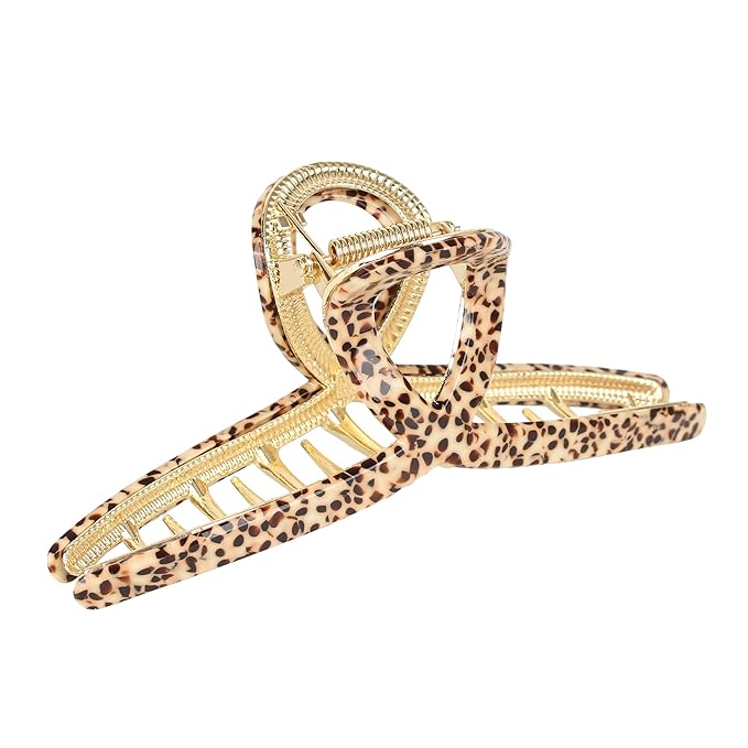 Big Butterfly Hair Claw Clips for Women - 4.7" Acetate Metal Hair Clips, Large Size Hair Accessories for Long, Thick Hair (Brown Leopard)