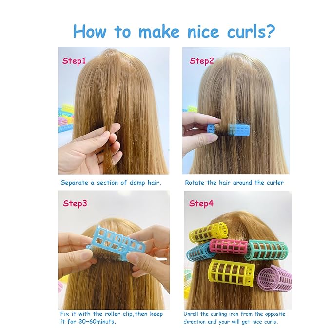 28PCS Heatless Snap-On Self-Grip Plastic Hair Curlers Set - DIY or Salon Hairstyling Tools (1.5cm/0.6in)
