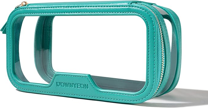 ROWNYEON Waterproof Toiletry Organizer Train Case, CLear Travel Makeup Bag for Women，Transparent Cosmetic Bag，Portable Makeup Case Organizer (green)