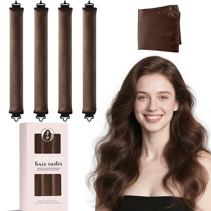 【5Pcs】 Heatless Hair Curler Overnight Curls with Satin Scarf No Heat Curling Blowout Rod to Sleep In Hair Rollers