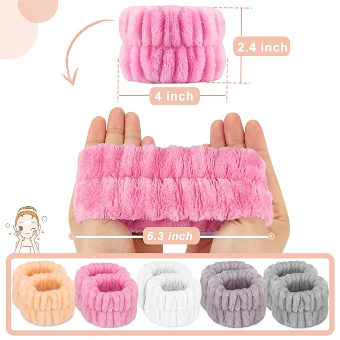 Crosize Women's Wrist Towels for Washing Face, 10PCS Microfiber Wrist Spa Wash Towel Bands, Absorbent Wristbands For Girls, Fast Drying, Prevent Water from Spilling Down Your Arms