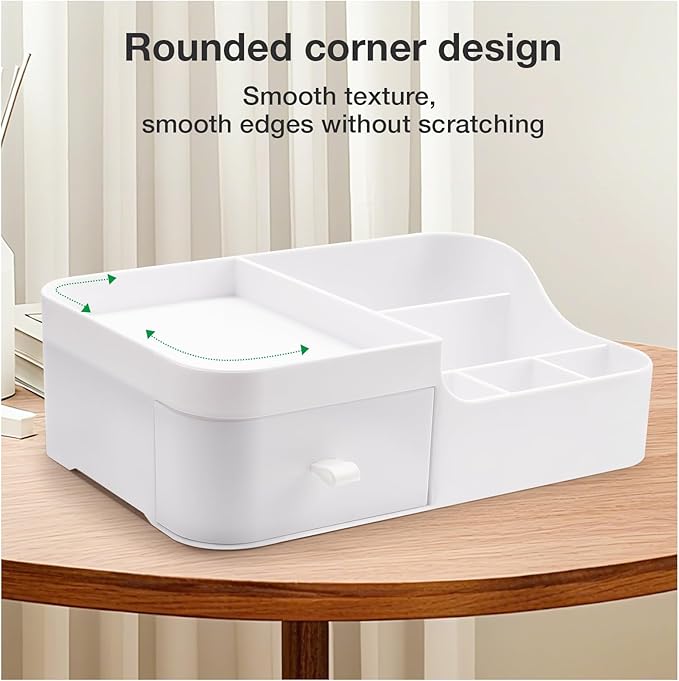 Abiudeng Makeup Organizer for Cosmetic with Drawers,Skincare Organizer for Bathroom for Lipsticks,Jewelry,Nail Care,Eyeshadows-Small White