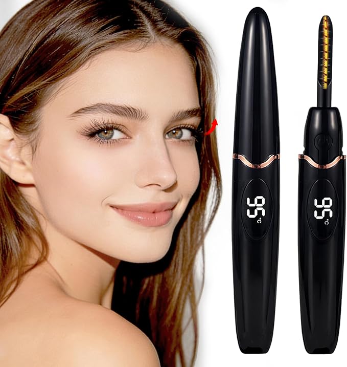 Heated Eyelash Curlers Electric Eyelash Curler with LED Display, 4 Temperature Modes Anti-Burn USB Rechargeable Natural Curling 24H Long Lasting for Women Makeup Tools Gifts