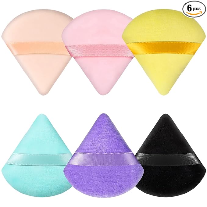 Pimoys 6 Pieces Triangle Powder Puff Soft Makeup Sponge Make Puff for Face Powder Cosmetic Foundation Sponge Makeup Tool