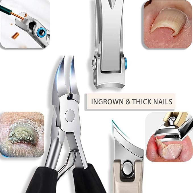 Toenail Clippers for Seniors Thick Toenails Angled Head Large Toe Nail Clippers Heavy Duty Ingrown Toenail Clippers with Wide Jaw Slanted Nail Trimmer Cutter