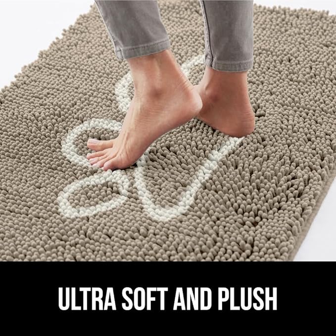 GORILLA GRIP SoakSTOPPER Dog Door Mat, 48x30 Machine Washable Rug Absorbent Doormat Captures Moisture Mud Dirt, Quick Dry Soft Chenille Entryway Rugs Indoor Entrance Mats for Dog Paws, Beige Ivory