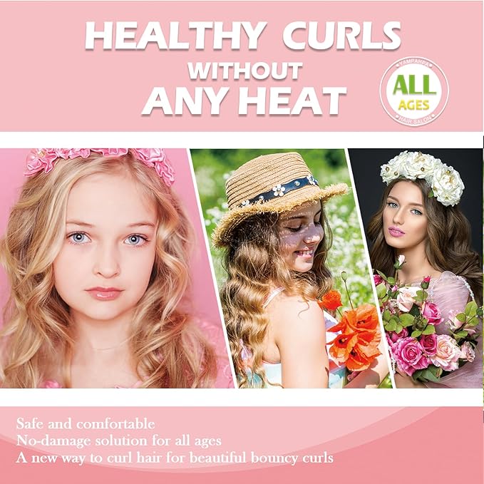 Heatless Curls Overnight Headband, 70'' No Heat Hair Curlers with Hair Bonnet for Sleeping, Wine Red
