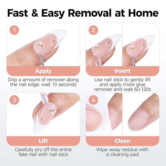 UNA GELLA Nail Glue Remover for Press on Nails，20ml Pinpoint Non-Acetone Gel Nail Glue Remover for Nails Tips，Gentle Nail Polish Remover with Upgraded Stick Easy Removal DIY Manicure Supply