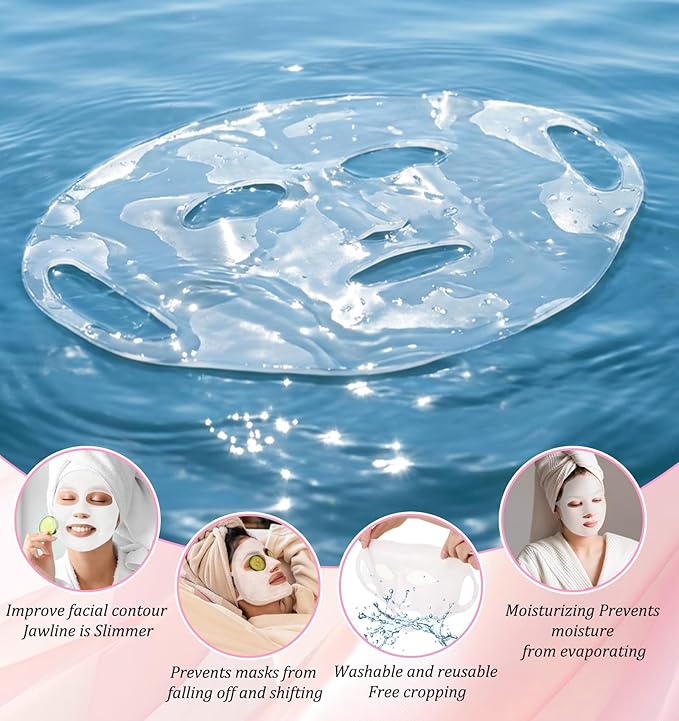 4 Pcs Face Mask Holder Skincare, Silicone Reusable Sheet Mask Holder Anti-Wrinkle Face Masks Cover for Sheet Masks, Moisturizing, Prevent Evaporation, Skincare Tool for Women, Pink & White