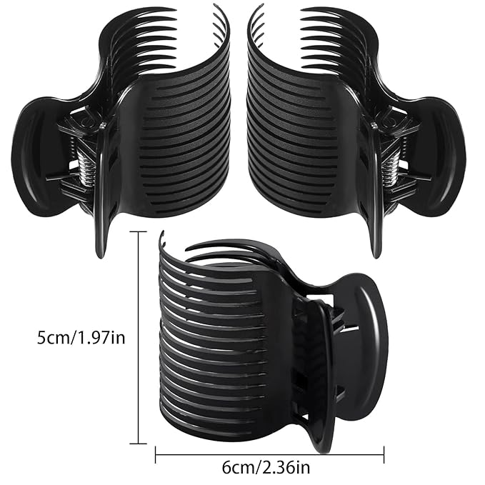 Hot Roller Clips Hair Curler Claw Clips Replacement for Women Girls Hair Section Styling (12 Pieces, Black)