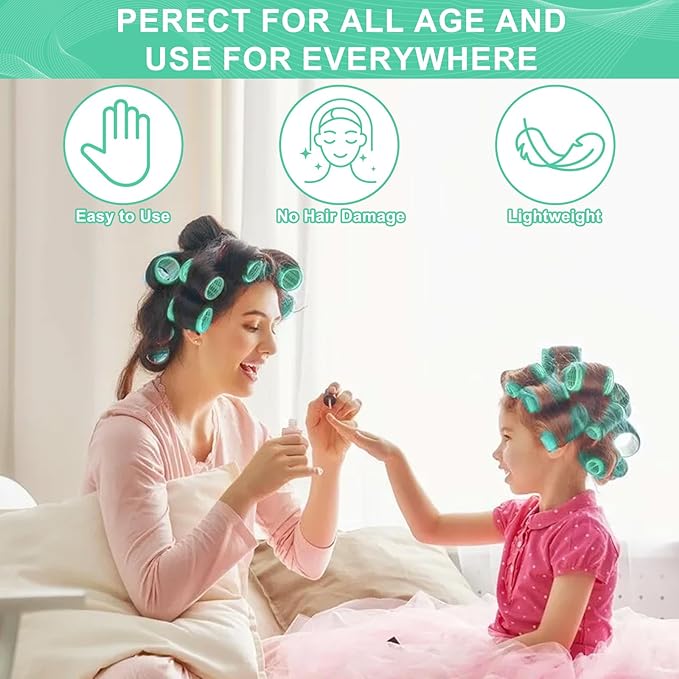 Hair Rollers, 12 Pack Self Grip Salon Hairdressing Curlers, Hair Curlers Sets, DIY Curly Hairstyle, Colors May Vary, JUMBO