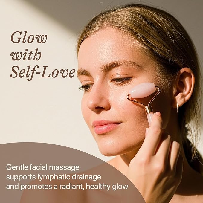 Rose Quartz Face Roller - Relaxation Gifts for Women, Skin Care Tools for Fine Lines and Wrinkles, Teenage Girl Gifts, Beauty Gift Ideas, Face Massager Tools, Facial Tool, Self Care Gift for Women