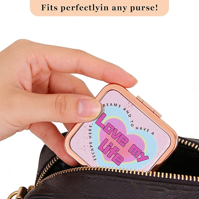 Pocket Mirror for Women, Small Travel Mirror 2X Magnifying, Portable Folding Mini Pocket Mirror for Handbag, Purse, Compact Unique Gift for Sister Friend Mom Wife