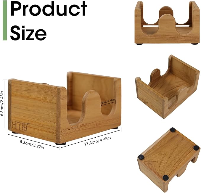 HTB Sponge Holder for Kitchen Sink,Teak Wood Dish Sponge Caddy Rack Tray Stand with Drain,Kitchen Sink Storage Organizer Countertop
