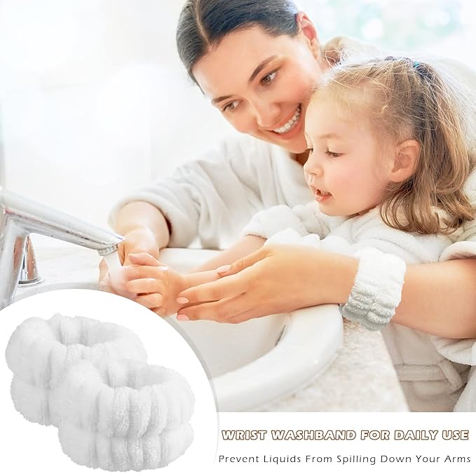 Wrist Bands for Washing Face, Spa Wristbands 8PCS, Microfiber Wrist Towels, Face Wash Wristbands, Absorbent Sweatbands to Prevent Water Spillage Down Arms
