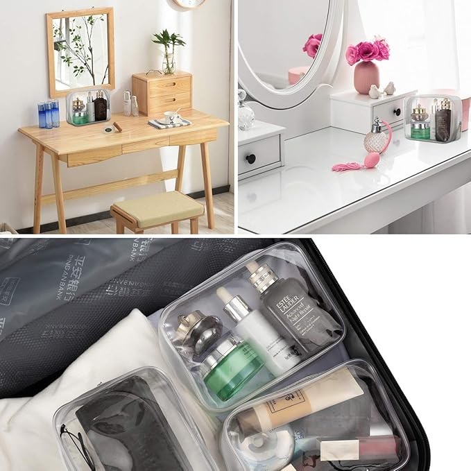 5 Pack Clear Plastic Zippered Toiletry Carry Pouch TSA Approved Toiletry Bag Portable Cosmetic Makeup Bag for Vacation, Bathroom and Organizing (White, Small)
