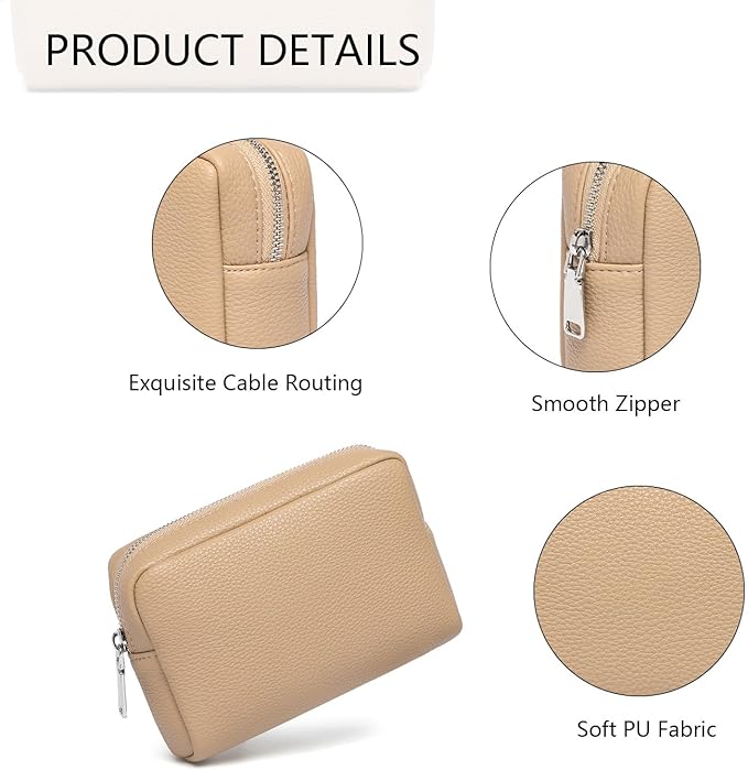 Makeup Bag Large Capacity Women's Classic Black Wash Bag Adjustable Partition Wash Brush and Cosmetic Carrying Bag (PU/Sandy)