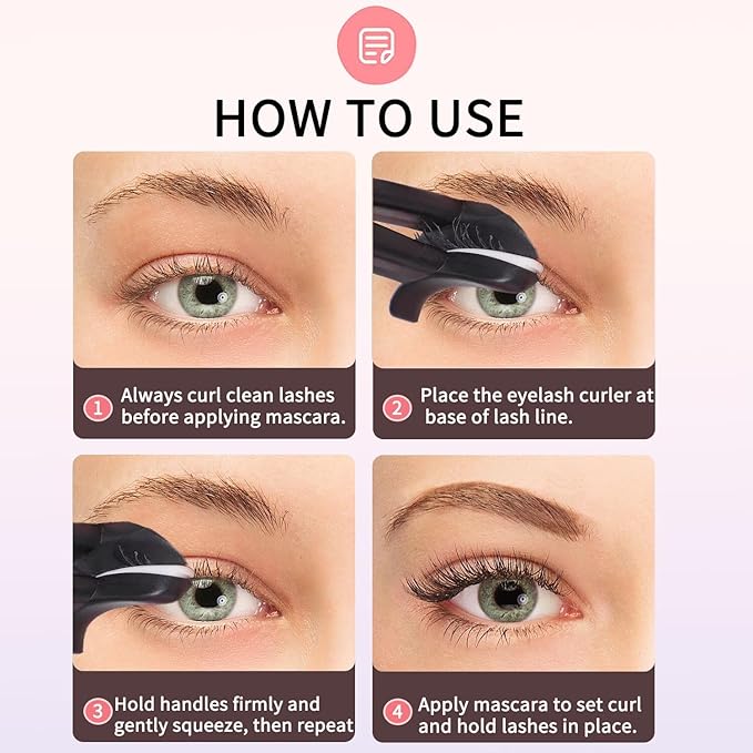 Eyelash Curlers - Plastic Eyelash Curler with Silicone Refill Pads Premium Cute Small Lash Curler for No Pinching or Pulling Eye Lash Curler Makeup Tool for Women Girls Black