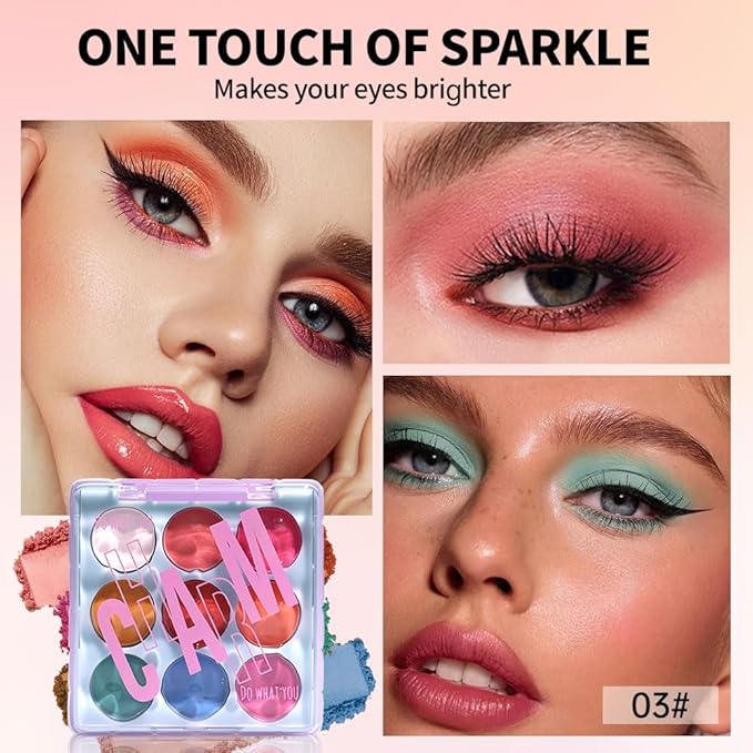 High Pigment 9-Color Rainbow Nude Brown Eyeshadow Palette–Matte, Shimmer & Glitter Shades Eye Shadow Kit,Long-Lasting Warm Neutrals for Soft Glam&Daily Wear,Blendable Travel-Friendly