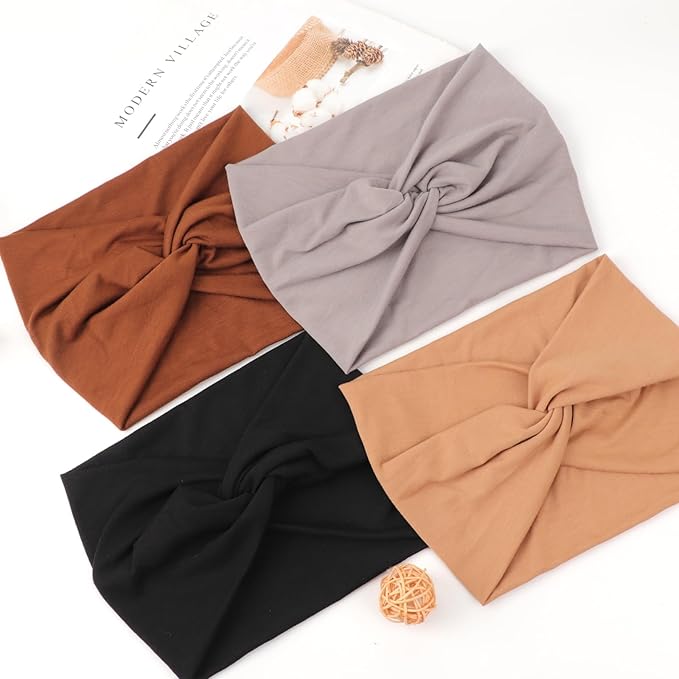 Extra Wide Headbands for Women Large Turban Headband Non Slip Boho Elastic Hairband Hair Twisted Knot Head Bands Accessories