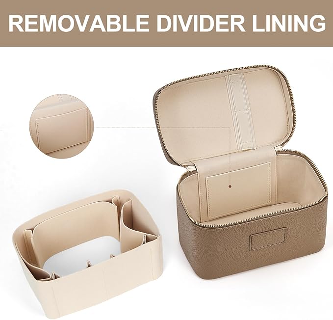 Makeup Bag Vanity Case for Women Leather Cosmetic Bag Travel Toiletry Bags Portable Makeup Organizer Case