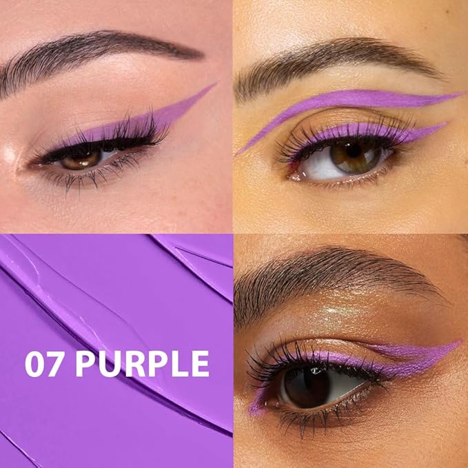 evpct 1Pcs Purple Waterproof Colored Eyeliner Liquid Eye Liner Set Long Lasiting Ultra-fine Speed Dry Colorful Liquid Eyeliner lapiz delineador de ojos contra el agua blanco para ojos de colores