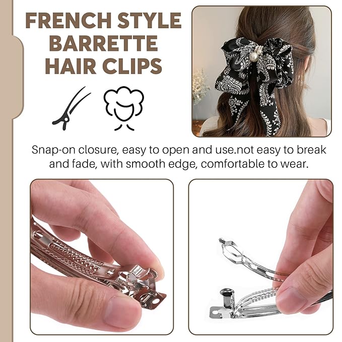 80Pcs 2.75 Inch French Barrette Hair Clips, 70mm Metal Hair Clips for DIY Hair Accessories Making