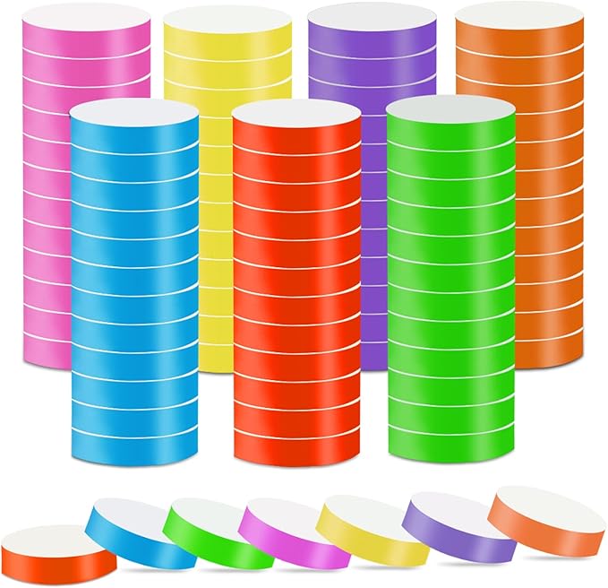 1400 Packs Paper Wristbands for Events, 7 Colors Waterproof Neon Party Wristbands Armband Paper Bracelets Identification Wristbands for Concert Club Bar Entrance Admission Party