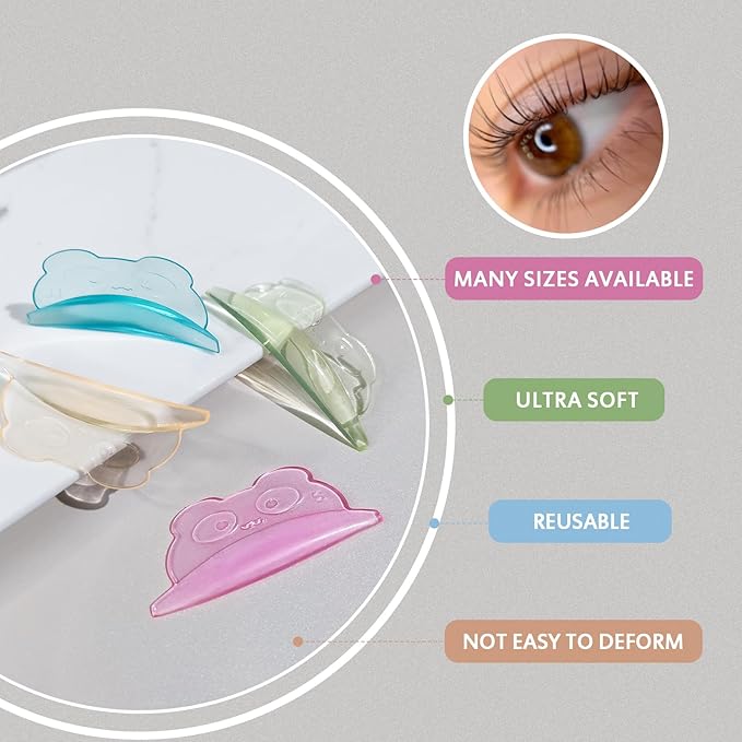 Libeauty Lash Lift Pads Panda Shape Reusable Silicon Eyelash Lift Shield Lash Perm Rod Lash Lifting Shield DIY Use at Home or Salon Lash Perming Tool
