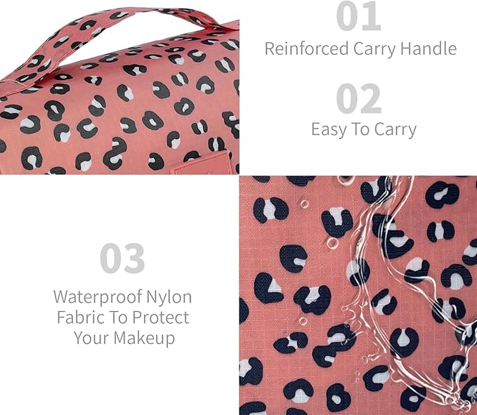 Large Capacity Toiletry Bag Travel Bag with Hanging Hook for Men and Women Waterproof Travel Cosmetic Bag Bathroom Storage Bag for Brushes Set,Full-Sized Shampoo,Accessories-Blue Flower