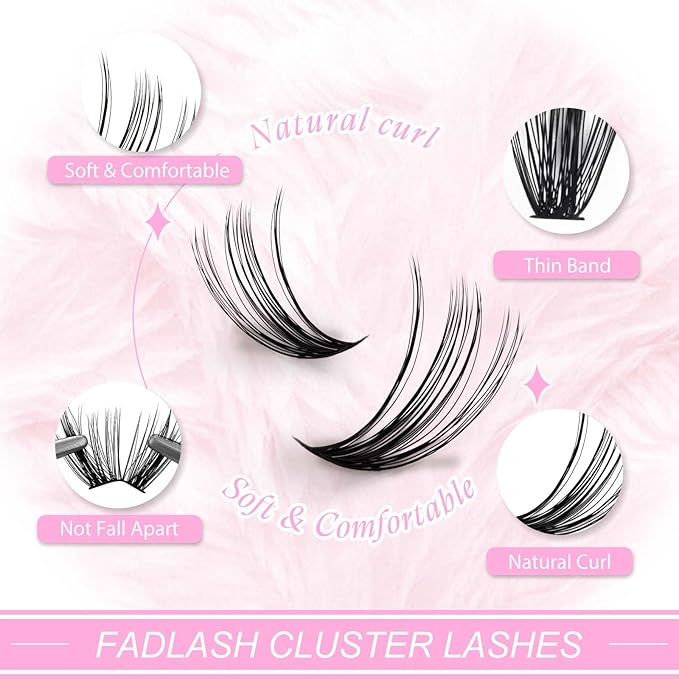 Cluster Lashes 40D D Curl Large Tray Individual Lashes DIY Eyelash Extension Supplies 0.07 Matte Black Lash Clusters Wispy Eyelash Clusters Resuale (40-0.07D, 12mm)