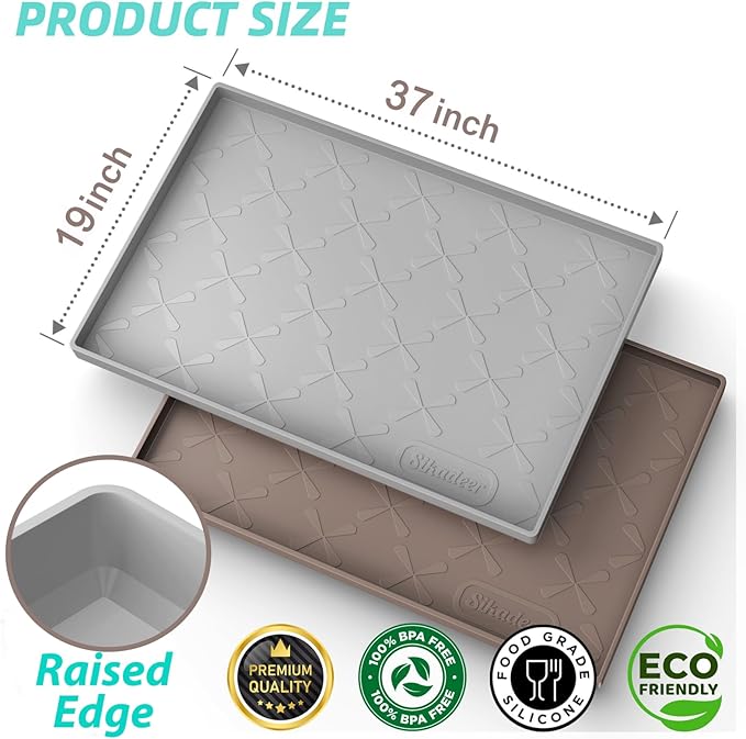 SIKADEER 37" x 19" Under Sink Mat Waterproof, Silicone Mat Kitchen Drawer Shelf and Cabinet Liner, Sink Protector for Bathroom Organizers and Storage, Boot Tray Pet Food Mats