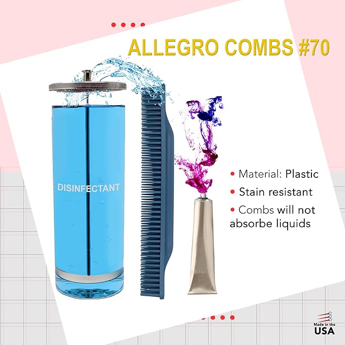 Allegro Combs 3 Row Detangling Comb, Wide Tooth Curl Defining Brush, Perfect for Women Curly Hair Stylists, Curl Defining Comb, Made In The USA, Teal, 1 Piece