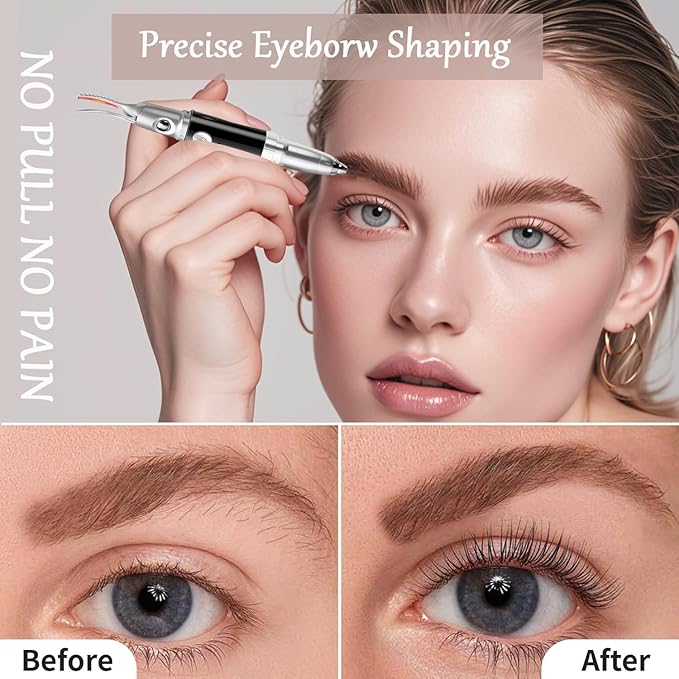 2 in 1 Heated Eyelash Curlers and Eyebrow Trimmer for Women, Electric Eyelash Curler with 2 Temperature Modes Anti-Burn USB Rechargeable Heated Eyelash Curler, Ideal Gift for Women HS89