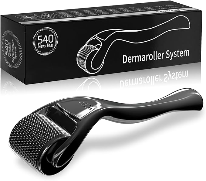 Derma Roller 540 Stainless Steel Black Microneedling Roller Facial Skin Care Home Use for Face Beauty Massage Tools