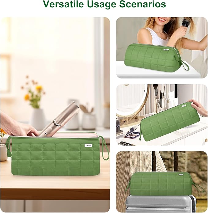 Hair Tools Travel Bag Organizer for Dy son Air wrap Case Holder Shark Hair Dryer Flex Style Airstraight Brush Revlon Attachments Carrying Case Flat Curling Iron Bags (Sage Green)