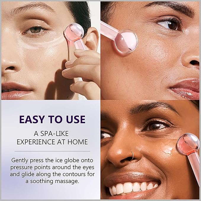 Ice Globes for Face 2PCS - Cold Therapy for Skin Tightening, Anti-Aging & Puffiness (Face/Neck/Eyes) - Light Blue