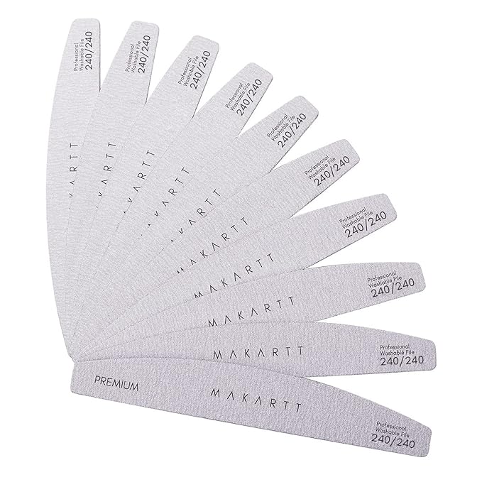 Makartt Nail File: 240/240 Grit Emery Boards for Nails, 10pcs Ultra-Fine Filer Kit for a Shiny Finish Zebra Doubled Sides Washable Manicure Pedicure Tools