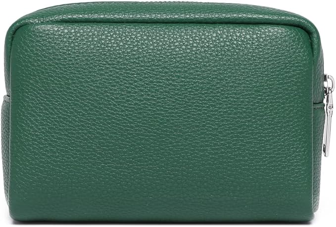Makeup Bag Large Capacity Women's Classic Black Wash Bag Adjustable Partition Wash Brush and Cosmetic Carrying Bag (PU/Forest Green)