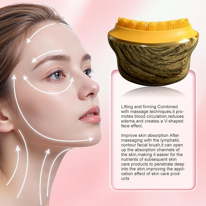 AAJP New Lymphatic Contour Face Brush,Lymphatic Drainage Massager for Face for Jawline, Chin & Facial Sculpting Designed to Fit Precisely and Relieve Fatigue- Anti-Puffiness, Detox & Lift, Absorption