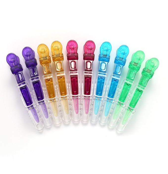 10pcs/set Multicolor Croc Clips Transparent Plastic Hairdresser Clips Hair Styling Sectioning Barrettes Non Slip Alligator Clips Salon DIY Accessories Hairpins for Women and Girls(Multicolor)