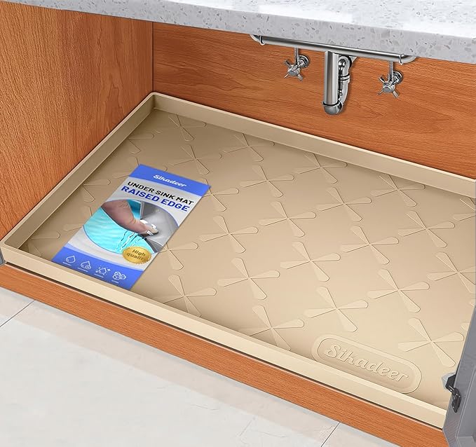 SIKADEER 34" x 19" Under Sink Mat Waterproof, Silicone Mat Kitchen Drawer Shelf and Cabinet Liner, Sink Protector for Kitchen Organizers and Storage, Boot Tray Pet Food Mats